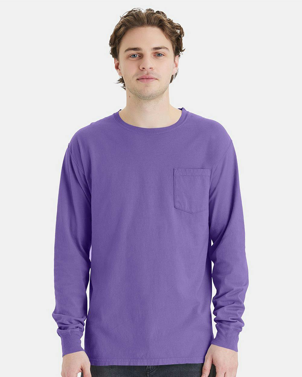 Image for Garment-Dyed Long Sleeve T-Shirt With a Pocket - GDH250