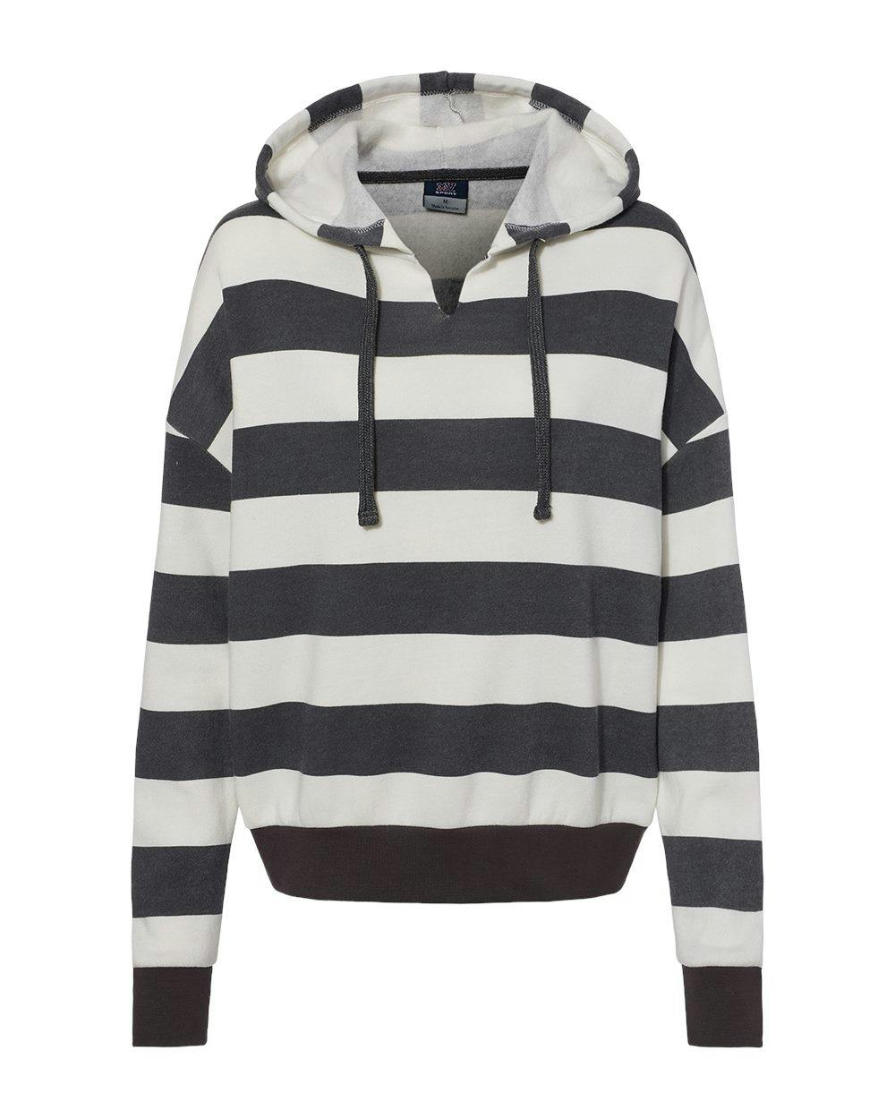 Image for Women's Striped Fleece Boxy Hooded Sweatshirt - W21721