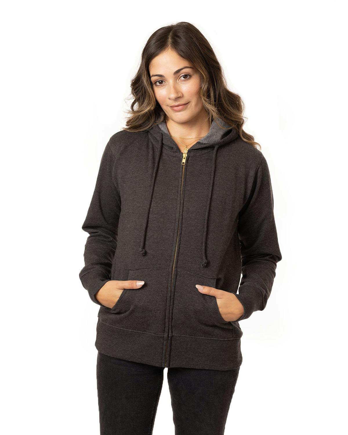 Image for Ladies' Heathered Full-Zip Hooded Sweatshirt