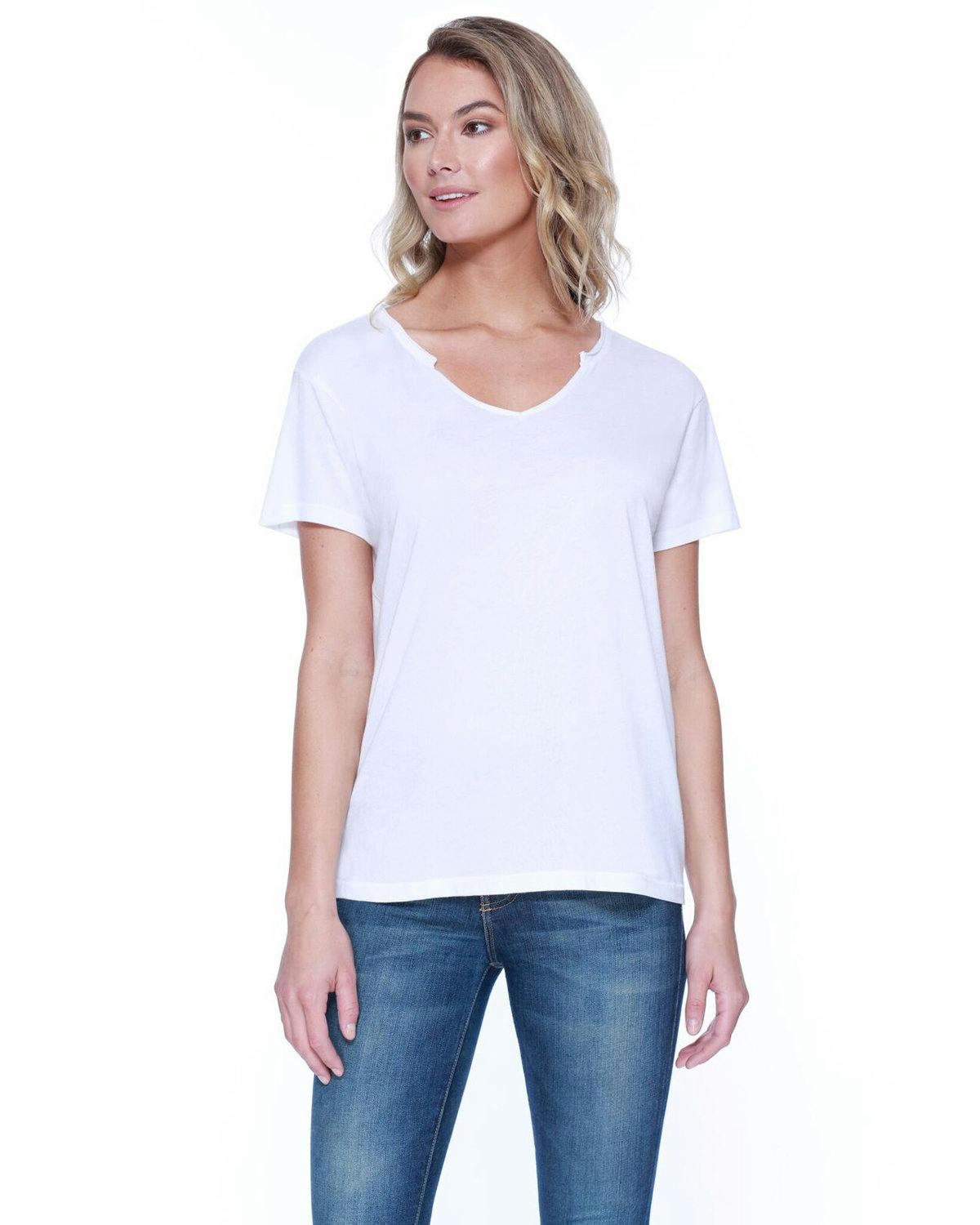 Image for Ladies' Cotton/Modal Open V-Neck T-Shirt